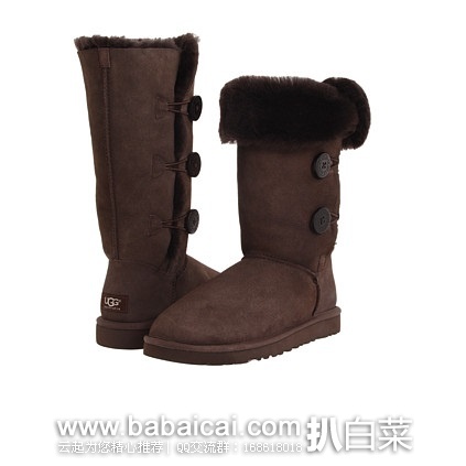 6pm：UGG 女皮毛一体 高筒三纽扣雪地靴 原价$170，现4.5折新低价$76.99，到手￥620