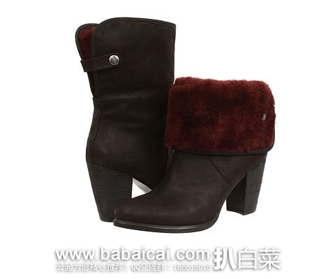6pm：UGG Australia真皮羊毛内衬粗跟鞋 原价$240，现$109.99，公码85$93.49，到手约￥690