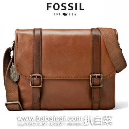 6pm：Fossil 化石Estate 男士真皮邮差包 原价$248，现历史低价$102.99，到手￥775