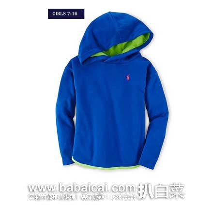 Ralph Lauren 拉夫劳伦官网：Hooded Fleece Top 7-16岁 女童连帽抓绒衣   原价$59.5，现特价$27.99