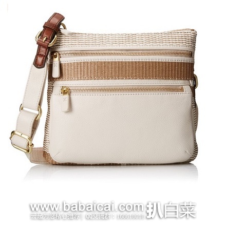 Fossil 化石 女士拼接斜挎包 原价$138,现4折新低价$55.2,到手¥435