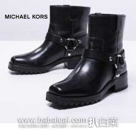 6PM：Michael Kors Macey女士 真皮机车靴 原价$595，现2.5折售价$148.75