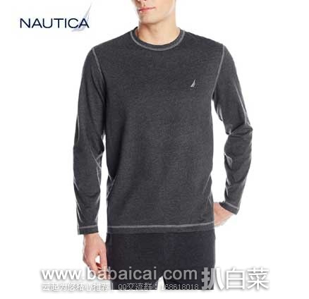 Nautica 诺帝卡 Heatherd 男款 圆领长袖T恤 （原价$36，现售价$14.99），公码8折后实付$11.99，新低