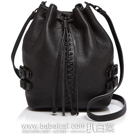 6pm：Rebecca Minkoff 瑞贝卡明可弗  Moto 大号真皮抽绳水桶包 原价$345，现历史最低价$137.99，到手￥1005