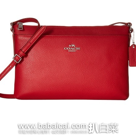 6pm：COACH 蔻驰 女士 Polished Pebble 真皮斜挎包原价$155，现历史低价$84.99，公码9折新低价$76.49，    到手￥580