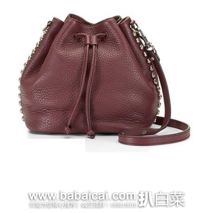 6pm：Rebecca Minkoff 瑞贝卡明可弗 女款 荔枝纹牛皮流苏抽绳桶包 原价$325，现$129.99，到手约￥910