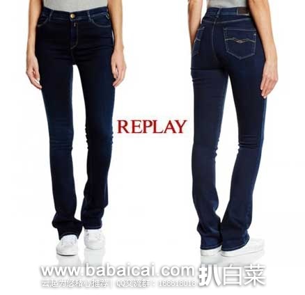 英国亚马逊：REPLAY 女士 弹性牛仔裤  现售价£43.18，直邮退税后实付£35.98
