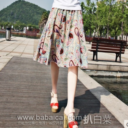 天猫商城:2016新款 女款 雪纺裙 半身过膝裙 百搭花裙子 原价¥188,现¥69包邮