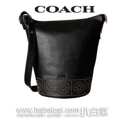 6PM：COACH 蔻驰 女士Mini 真皮 铆钉  经典圆底水桶包  原价$525，现特价$239.99
