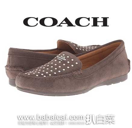 6PM：COACH 蔻驰 Orlene 女士烫印stud真皮平底鞋  原价$145，现特价$54.99