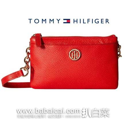 6PM：Tommy Hilfiger 汤米希尔费格 女士 真皮单肩斜挎包  原价$98，现4.1折售价$39.99