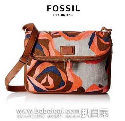 Fossil 化石 Preston 女士 花卉印花翻盖 单肩挎包 原价$178，现3.1折售价$55.29