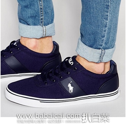 Polo Ralph Lauren 拉夫·劳伦 Hanford 男士时尚帆布板鞋 原价$59,现历史新低$17.1,直邮含税到手仅¥186 白菜! 另有灰色8码$20 直邮中国