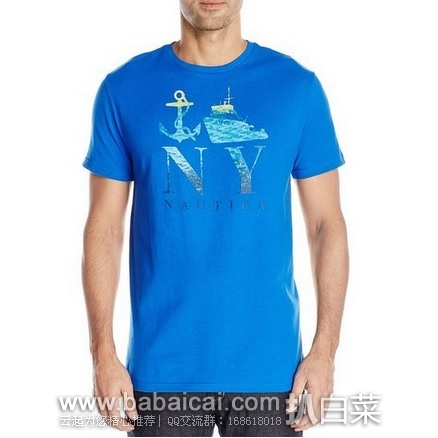Nautica 诺帝卡 N.Y. 男款纯棉圆领T恤 原价$35，现历史新低$11.36，直邮含税到手仅￥112
