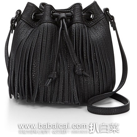Rebecca Minkoff 官网:瑞贝卡明可弗 micro 全真皮流苏水桶包 原价$195,现仅$75,公码75折新低$56.25,到手¥455,两色可选!