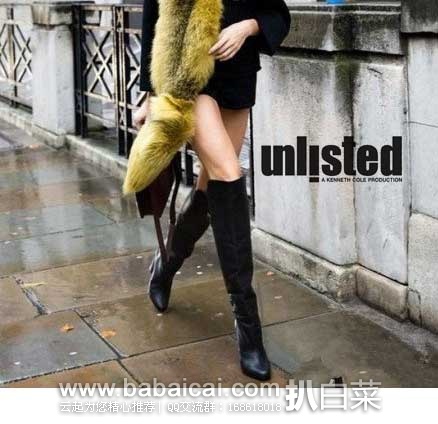 6PM：Kenneth Cole Unlisted Beyond Time 女士 过膝高筒长靴  原价$98，现2.5折特价$24.99