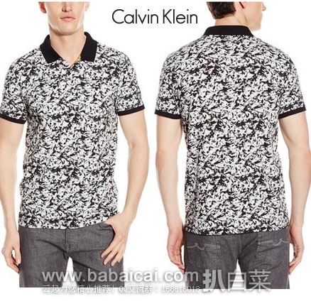 Calvin Klein Abstract系列 男士 经典Polo衫 原价$69.5,现特价至$20.79