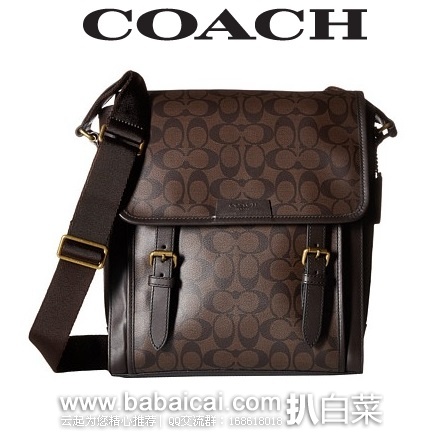6pm：COACH 蔻驰 Bleecker Signature C标男士斜挎包 原价$368，现$220.99，公码9折$198.89，到手约￥1390