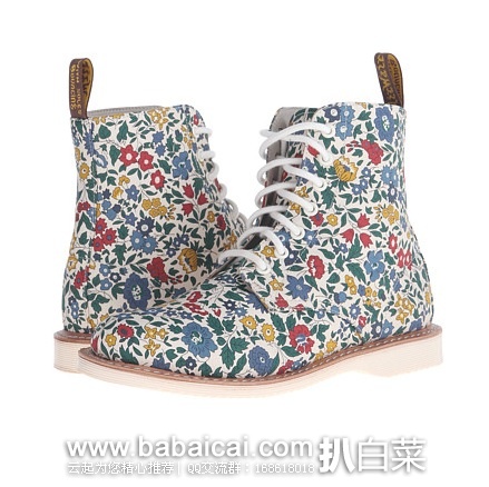 6pm：Dr. Martens 女士 Evan 7孔系带款帆布鞋面马丁靴 原价$120，现$49.99，公码9折$44.99，到手约￥425