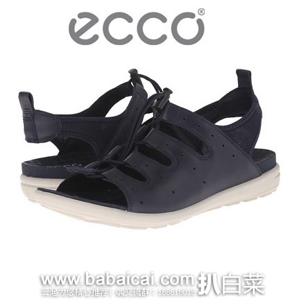 6pm：ECCO 爱步 可调松紧女士真皮凉鞋 原价$100，现特价$49.99，公,9折新低$44.99，到手仅￥365