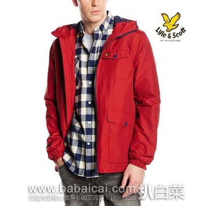 英国亚马逊：LYLE & SCOTT 苏格兰金鹰 男士 带帽休闲夹克外套（原价£135，现降至£40.5），直邮退税后实付新低£33.75