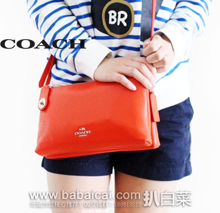 6PM：COACH 蔻驰 女士 小号 真皮斜挎包 （原价$195，现售价$99.99），公码9折后实付$89.99