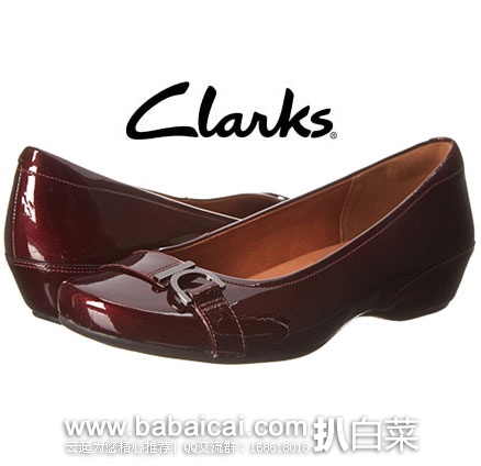 6PM：Clarks 其乐 女士亮皮低跟真皮单鞋  原价$135，现3折特价$40.5