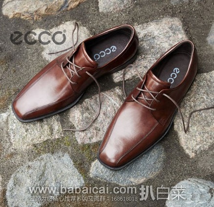 ECCO 爱步 男士 爱丁堡系列 真皮三眼系带皮鞋 原价$150，现降至$69.64