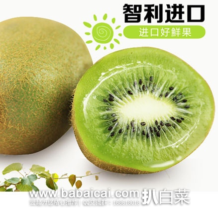 天猫商城：智利进口绿心猕猴桃（15 粒中果）  仅需￥35.8包邮