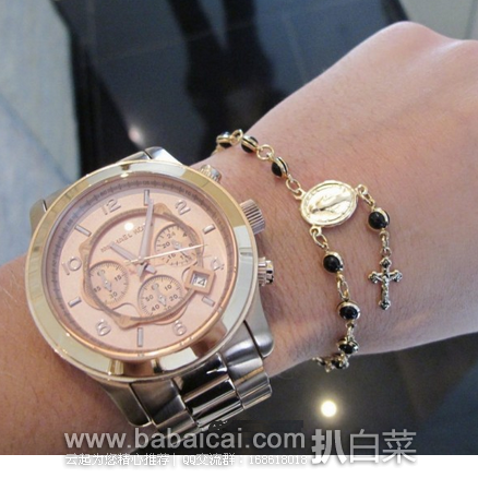 英国亚马逊：MICHAEL KORS 女士玫瑰金三眼计时腕表 原价£263，现£99.42，直邮退税实付£82.48，直邮含税到手仅￥995