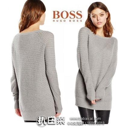 英国亚马逊：BOSS Orange 雨果博斯 女士羊毛羊驼混纺  中长款毛衣 原价£139，现降至£50.59，直邮退税后£41.28