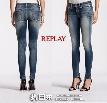 法国亚马逊：Replay 女士 低腰Skinny修身款牛仔裤  原价€161，现降至€64，优惠码折后实付€38.33