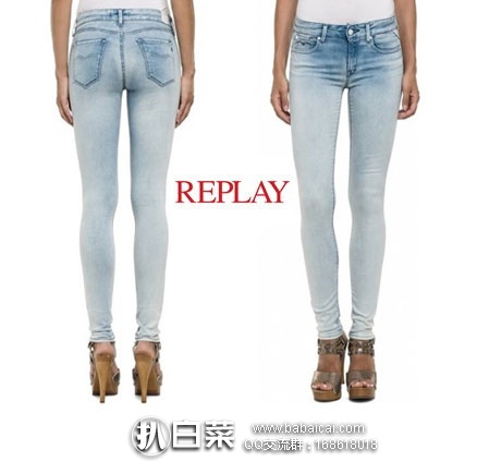德国亚马逊：Replay Damen Jeanshose Luz 女士修身牛仔裤 原价€149，现降至€44.95，直邮退税后€37.77