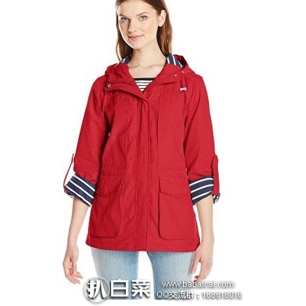 Tommy Hilfiger 汤米希尔费格 女士短款连帽风衣 原价$150，现历史新低$43.2，直邮含税到手￥433