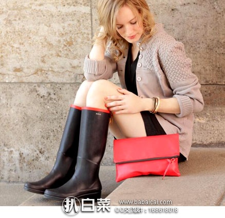 德国亚马逊：法国产 AIGLE 艾高 女士 高筒时尚雨靴 原价€110，现售价€41，直邮退税后€34.45