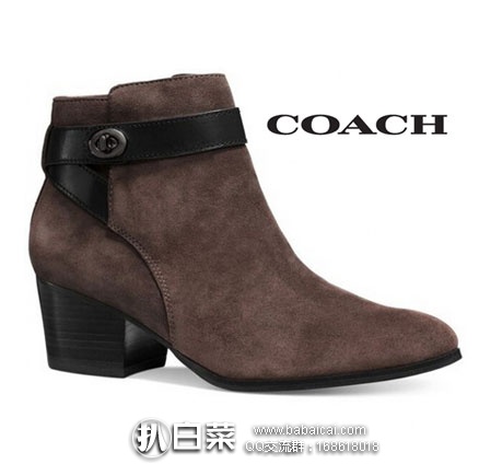 6PM：COACH 蔻驰  Patricia 女士真皮短靴 （原价$228，现降至$89.99 ），公码9折后实付$80.99