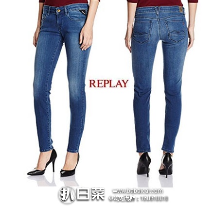 德国亚马逊：Replay 女士 Damen Skinny Jeanshose 修身牛仔裤 原价€99，现降至€39.6，直邮退税后€33.28