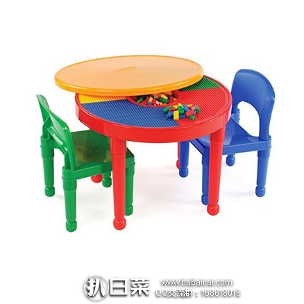 销量冠军!Tot Tutors二合一乐高桌,附带两把椅子 原价$90,现好价$38.66,visa卡结算凑单满$150直邮直邮包邮,含税到手仅¥335