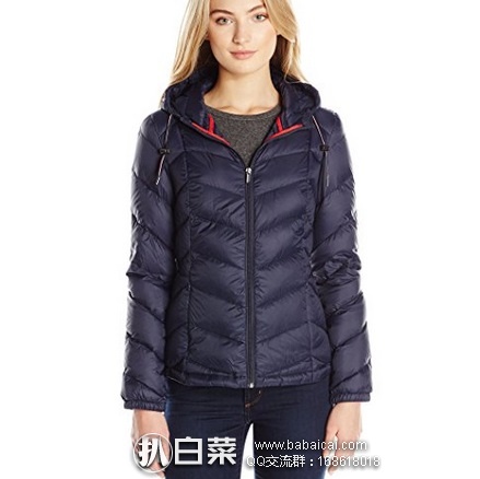 Tommy Hilfiger 汤米希尔费格 女士修身可收纳羽绒服 带兜帽 原价$198，现历史新低$61.99，到手￥480