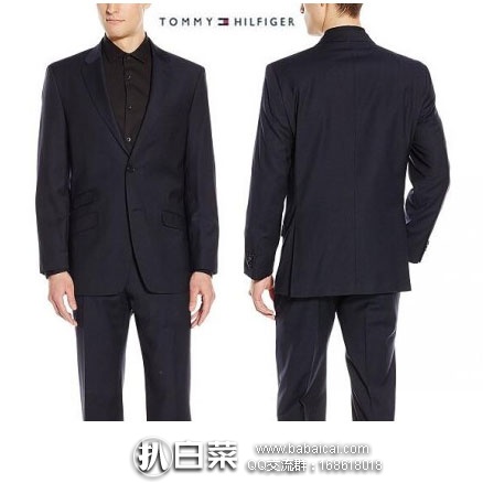Tommy Hilfiger 汤米希尔费格 男士 经典两粒扣 羊毛混纺西服套装  原价$300，现降至2折$61.98起