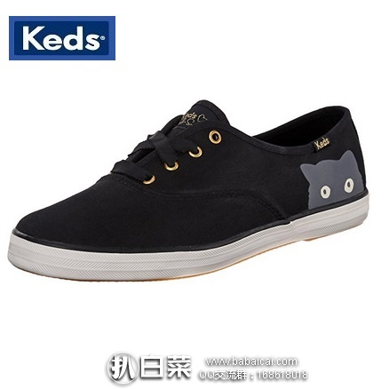 Keds Taylor Swift Sneaky Cat 猫咪头金属吊坠 经典4眼绑带 小白鞋 原价$55，现$27.95，到手仅￥255