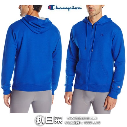 Champion 冠军牌 男士连帽拉链卫衣 原价$45，现降至$12.98