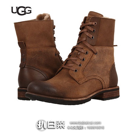 6PM:UGG Larus 男士羊毛内衬真皮长靴 原价$230,现降至4.3折$99.99