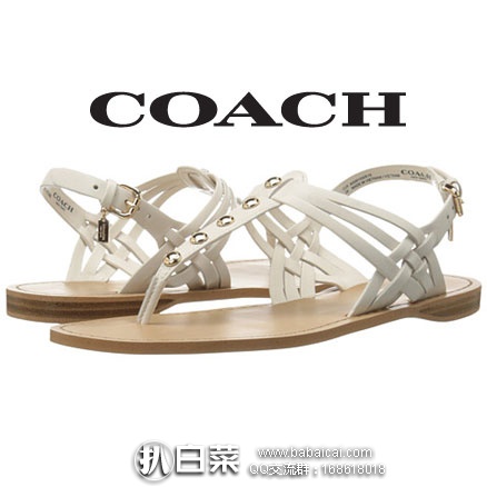 6PM：COACH 蔻驰 Caleigh  女士 真皮编织夹脚凉鞋 原价$145，现降至2.9折$41.99