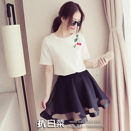 淘宝Taobao：韩版 女士 圆领 印花刺绣 短袖T恤  现价￥35.9元，领取￥20元优惠券，实付￥15.9元包邮