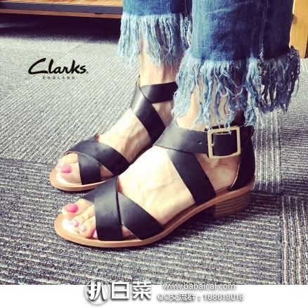 亚马逊海外购:Clarks 其乐 女士 真皮方跟凉鞋 补货降至¥264.44