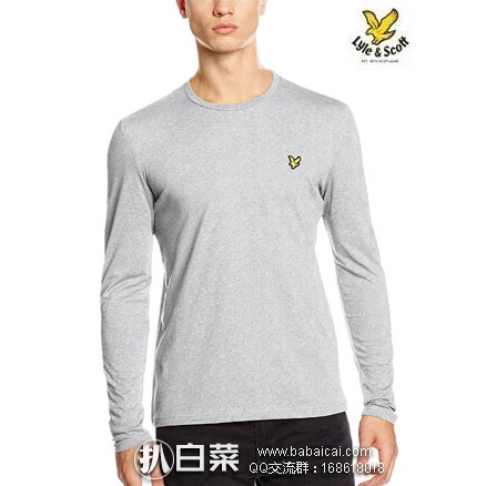 亚马逊海外购:Lyle & Scott 苏格兰金鹰 男士 圆领休闲长袖T恤 降至¥119,凑单免费直邮到手¥133