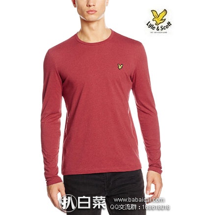 亚马逊海外购:Lyle & Scott 苏格兰金鹰 男士休闲长袖T恤 现售价¥143.96,凑单免费直邮到手新低¥161