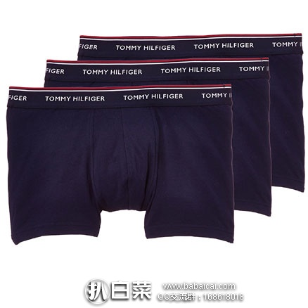亚马逊海外购：Tommy Hilfiger 汤米希尔费格 男士全棉平角中腰内裤3件装 降至￥128.41，凑单免费直邮到手￥143