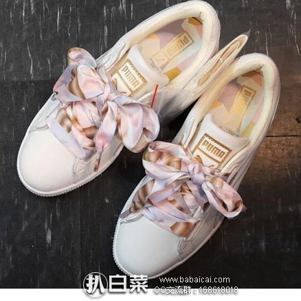 亚马逊海外购：PUMA  彪马 Basket Heart EQT Geo Camo蝴蝶结板鞋 奶油色 2017年新品！立减后￥699包邮包税